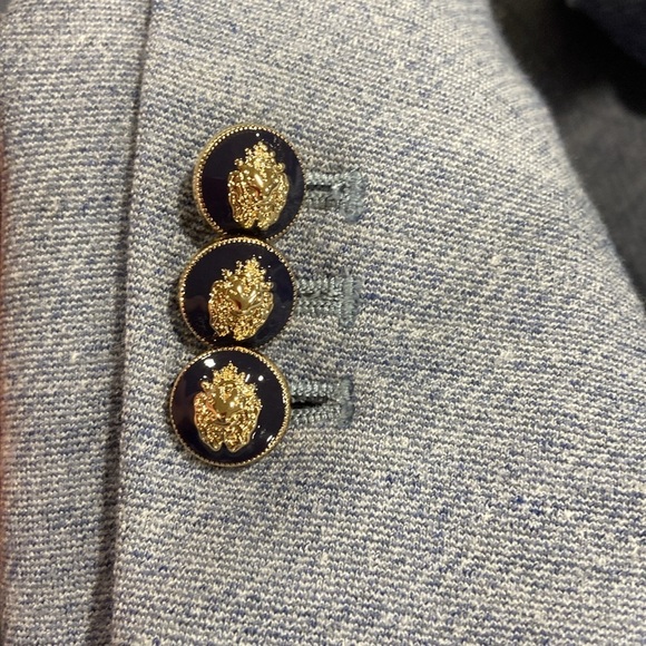 Talbots Blue Shetland blazer /knit stretch jacket size 12,free Blue Ombre scarf - Picture 4 of 9